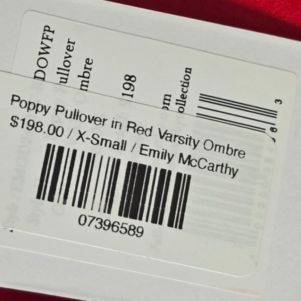 Emily McCarthy XS Womens Poppy Pullover Red Varsity Ombre Quarter Zip Top NWT - Picture 3 of 8